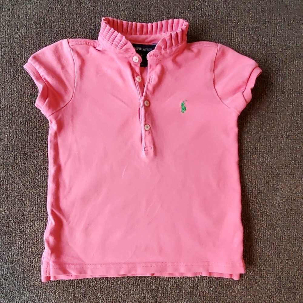 Pink Ruffled Polo by Ralph Lauren (Size 5 - Youth)